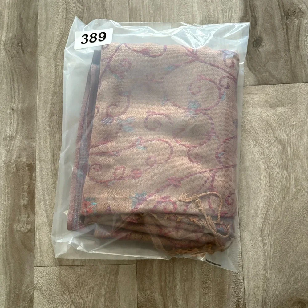 SAM WELL Pashmina Scarf‎ 100% Cashmere Made in NEPAL Purple Floral 27x70 inch